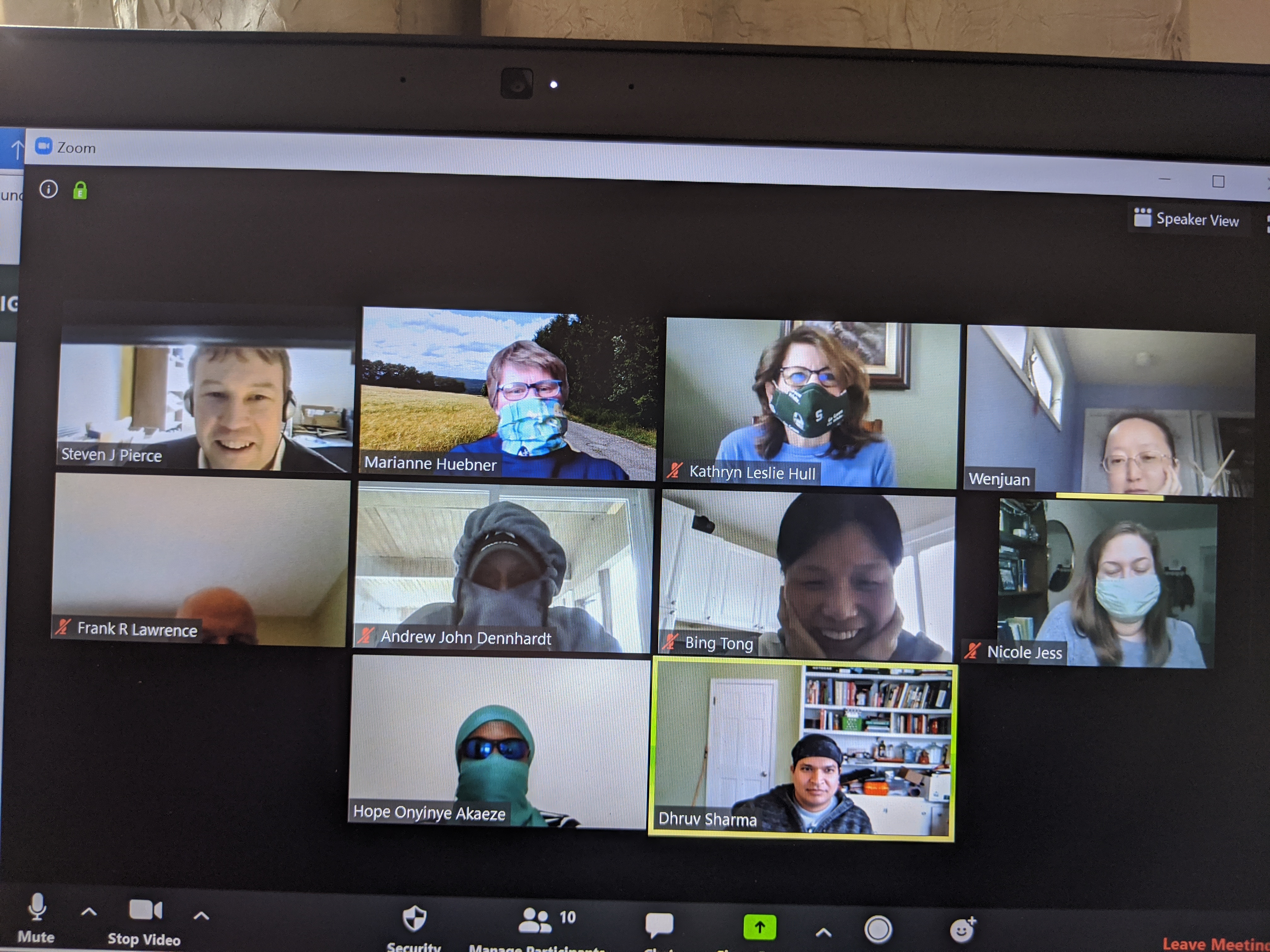  CSTAT staff members wearing masks on zoom