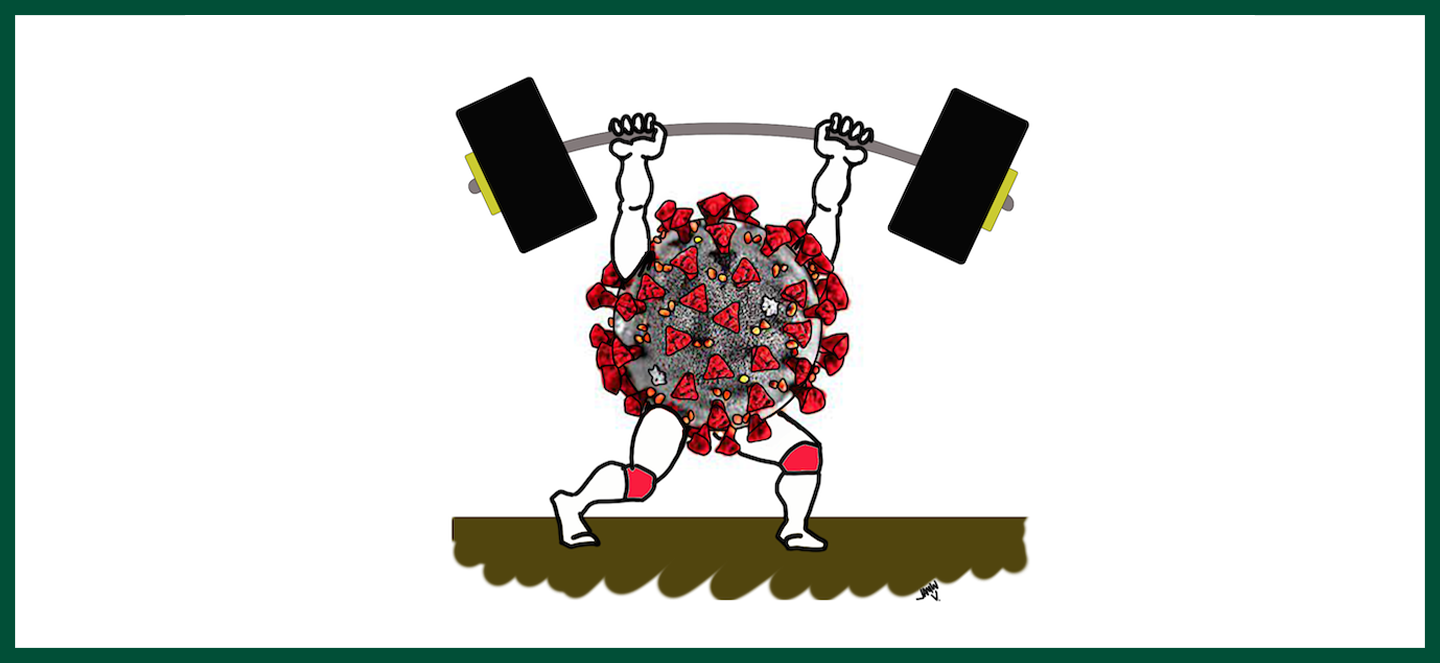 COVID virus and barbell
